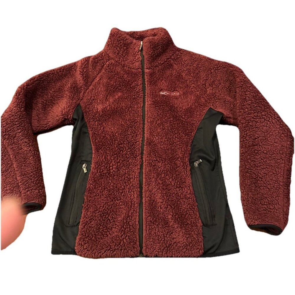 Columbia Fleece Jacket Womens L Burgundy Sherpa Outdoorsy